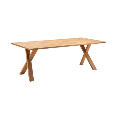 Arki Parquette plankebord med sildebensmønster fra Kristensen & Kristensen i naturolieret egetræ med x-ben eller v-ben