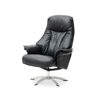 Barsø lænestol fra Hjort Knudsen 16 forskellige semianilin læder med space metalsokkel