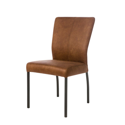Ciro spisebordsstol fra Just Design monteret med slidstærkt cognacfarvet Torrero stof og metalben