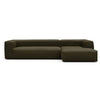 Kornum chaiselong sofa fra Kragelund monteret med slidstærkt grøn fløjl møbelstof