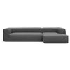 Kornum chaiselong sofa fra Kragelund monteret med slidstærkt grå fløjl møbelstof