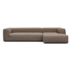 Kornum chaiselong sofa fra Kragelund monteret med slidstærkt beige fløjl møbelstof