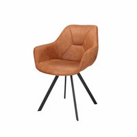 Elisa spisebordsstol med armlæn fra Lexpo i Bull Camel møbelstof med sorte metalben