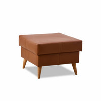 London puf fra Top-Line i cognafarvet Viborg læder med ben i naturolieret eg