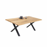 Curve sofabord fra House of Sander i massiv eg med sorte X metalben