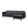 Nebraska chaiselong sofa fra Lexpo monteret med sort semianilin læder med sorte eller natur ben i eg