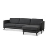 Nebraska chaiselong sofa fra Lexpo monteret med slidstærkt antrasit Golf møbelstof med ben i sort eller natur eg