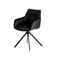 Bestseat spisebordsstol fra Casø i sort semianilin læder med sort metalstel