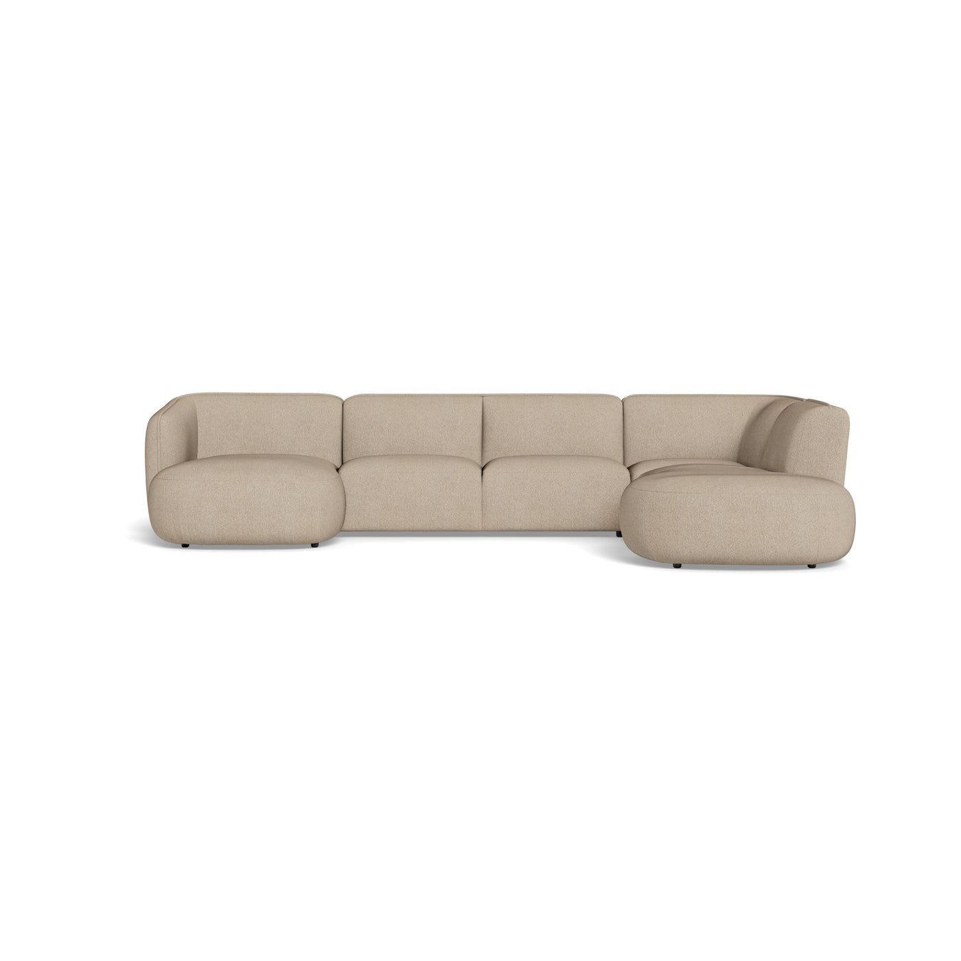 Loures u-sofa fra Kauno Baldai monteret med slidstærkt beige omega møbelstof. Kan bestilles spejlvendt.