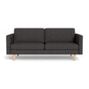 IQ Design 3-personers sofa fra Top-Line monteret med antrasit grå møbelstof og ben i eg naturolie eller hvidolie.