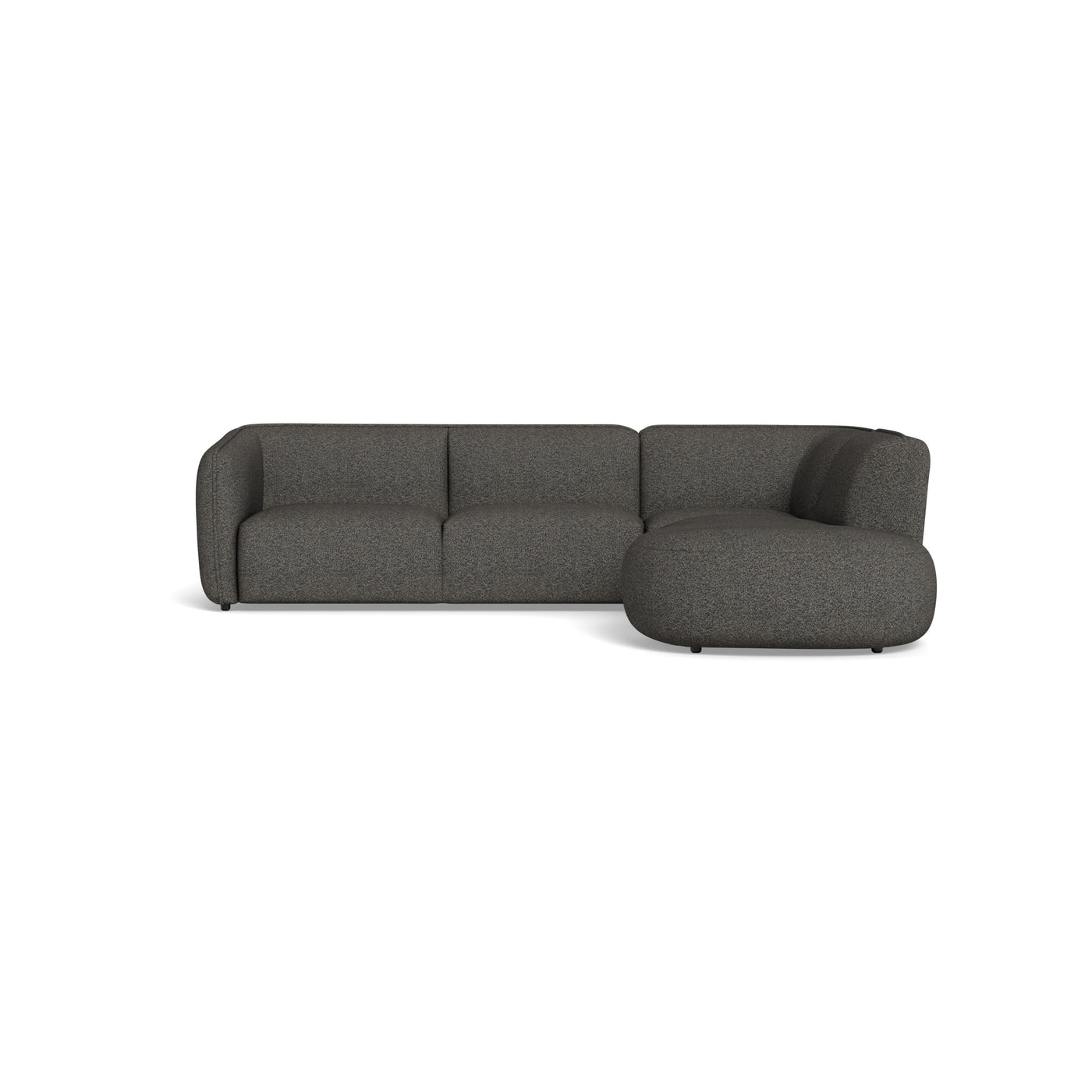 Loures hjørnesofa m. open-end fra Kauno Baldai monteret med slidstærkt blåt møbelstof. Sorte ben.