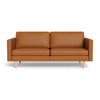 IQ Design 3-personers sofa fra Top-Line monteret med praktisk cognacfarvet Madrid læder og ben i eg naturolie eller hvidolie.