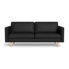 IQ Design 3-personers sofa fra Top-Line monteret med praktisk sort Madrid læder og ben i eg naturolie eller hvidolie. 