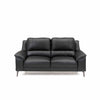 Agersø 2-pers sofa fra Hjort Knudsen monteret med sort Soleda læder og børsteder stålben