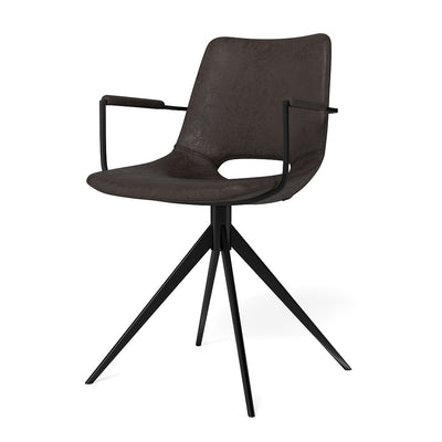 Cayman spisebordsstol med armlæn fra Canett monteret med Topper Grey/Black microfiber