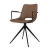 Cayman spisebordsstol med armlæn fra Canett monteret med Topper Light Brown microfiber