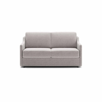 Alma sovesofa fra Hestbæk monteret med slidstærkt gråt Sama møbelstof. Sorte ben.