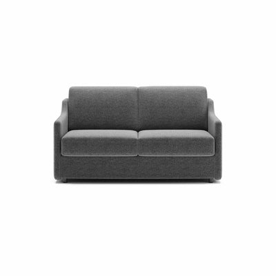 Alma sovesofa fra Hestbæk monteret med slidstærkt mørkegrå Sama møbelstof. Sorte ben.