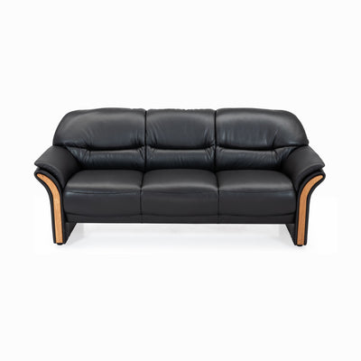 Aarø 3-personers sofa fra Hjort Knudsen i semianilin læder og gavle i eg naturolie