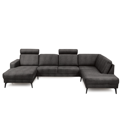 City u-sofa fra Hjort Knudsen i antrasit kentucky møbelstof og sorte metalben
