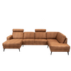 City u-sofa fra Hjort Knudsen i cognacfarvet kentucky møbelstof og sorte metalben