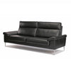 Grandiosa 3-pers sofa fra BD Møbler monteret med handskeblødt sort okselæder og ben i børstet stål