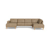 City One u-sofa fra Hjort Knudsen monteret med slidstærkt beige kentucky møbelstof. Ben i Eg olie eller sort. Kan bestilles spejlvendt.