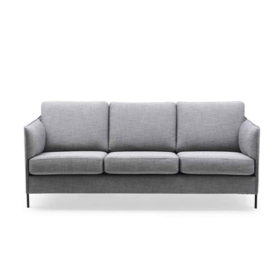 London 3-pers sofa fra Top-Line monteret med slidstærkt Flamingo møbelstof og sorte metalben