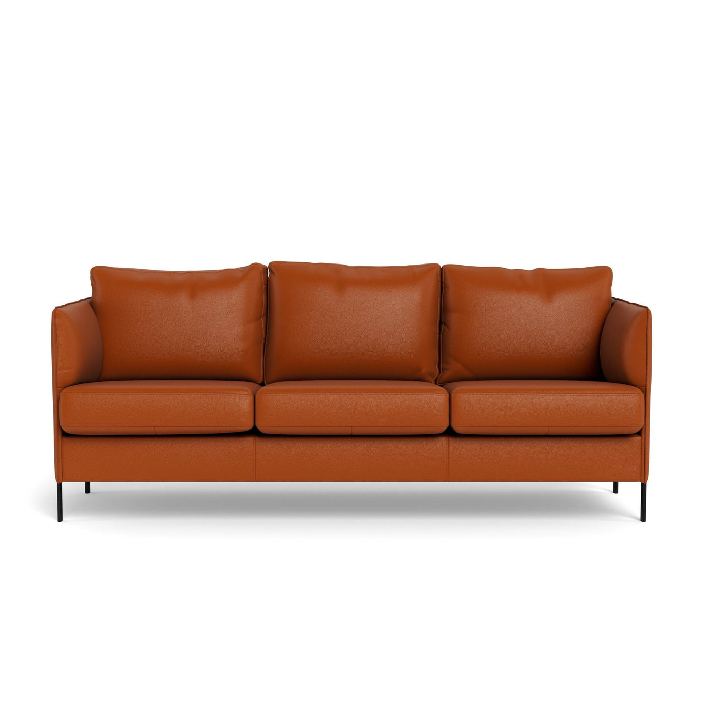 London 3-pers sofa fra Top-Line monteret med King Royal 70 semianilin læder og sorte metalben