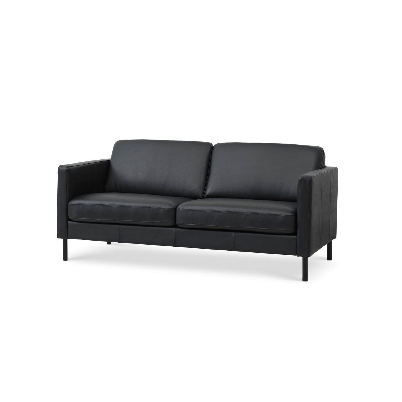 Nebraska 2,5-pers sofa fra Lexpo monteret med sort semianilin læder og sorte metalben