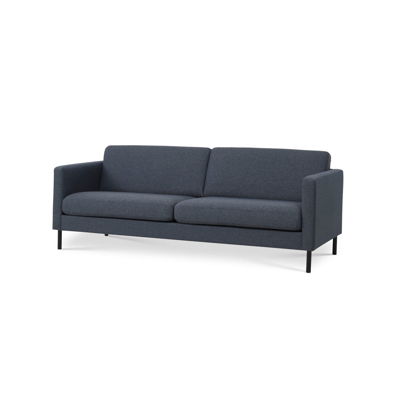 Nebraska 3-pers sofa fra Lexpo monteret med slidstærkt blåt Golf møbelstof og sorte metalben