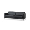 Nebraska 3-pers sofa fra Lexpo monteret med sort semianilin læder og sorte metalben