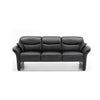 Rugby 3-pers sofa fra Hjort Knudsen monteret med sort Soleda læder og sorte træben