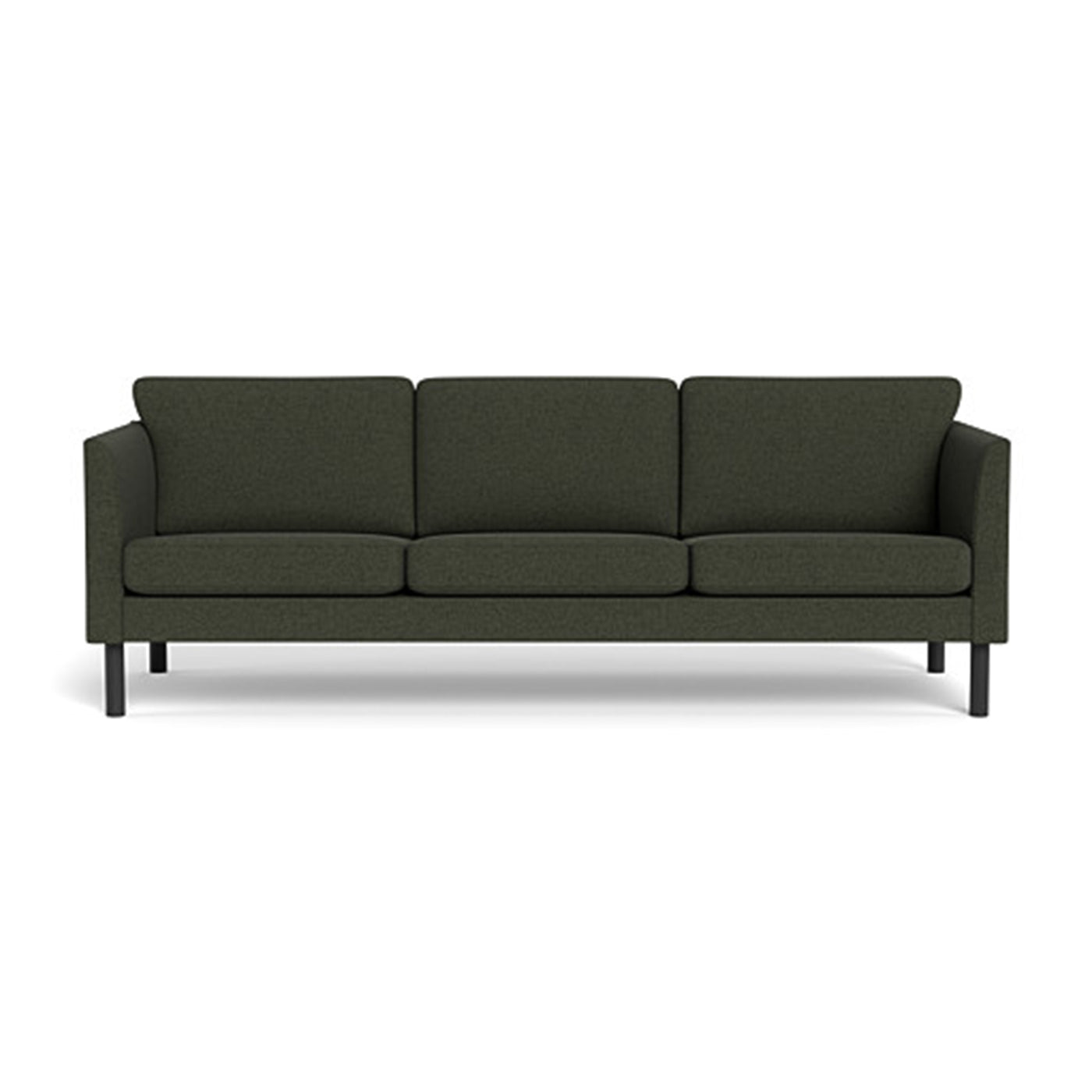 Copenhagen 3-pers sofa fra Skalma monteret med grøn 261 møbelstof og sorte træben