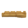 Samone chaiselong sofa fra Flexlux monteret med Roma Mustard møbelstof