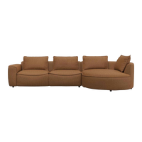 Samone chaiselong sofa fra Flexlux monteret med Roma Caramel møbelstof