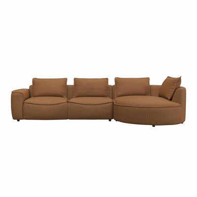 Samone chaiselongsofa fra Flexlux monteret med Roma Caramel stof. Kan bestilles spejlvendt.