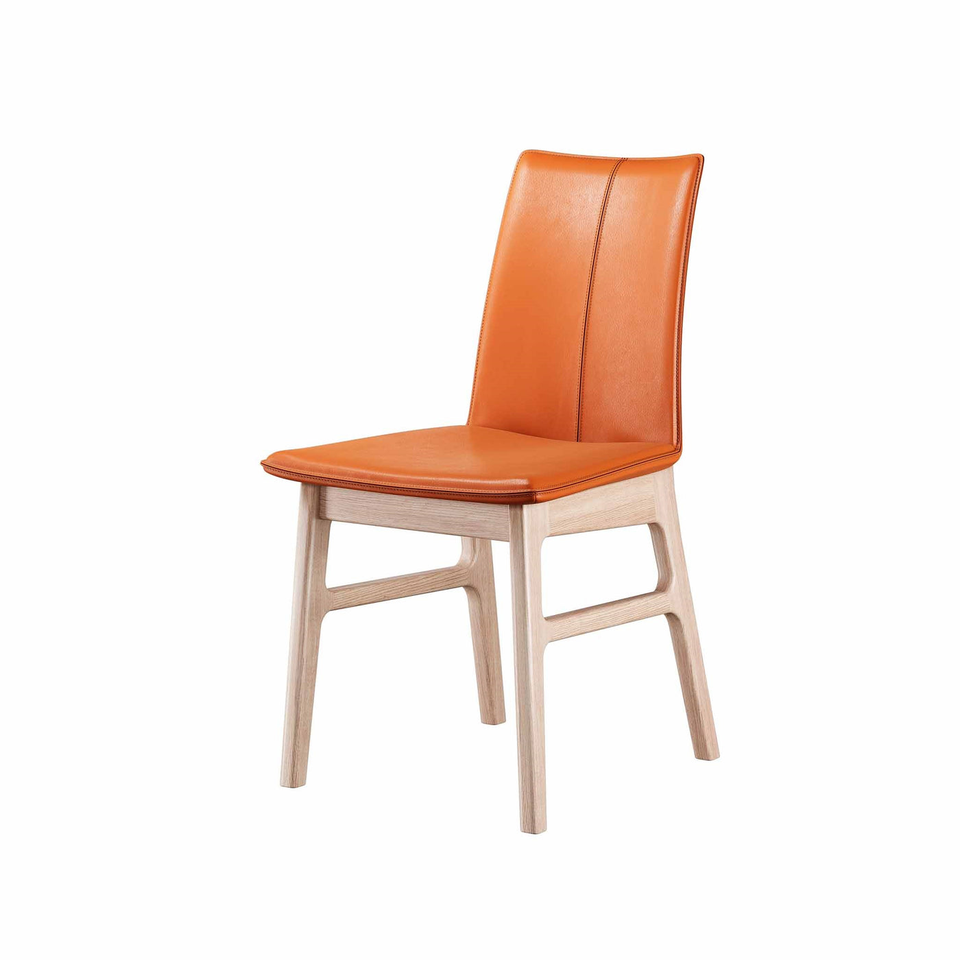 Sweetseat spisebordsstol fra Casø i hvidolieret eg med cognacfarvet læder