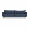 London 3-pers XL sofa monteret med blåt Casual møbelstof og ben i egetræ
