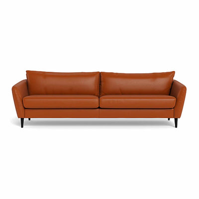 London 3-pers XL sofa fra Top-Line monteret med cognacfarvet semianilin læder og sorte træben