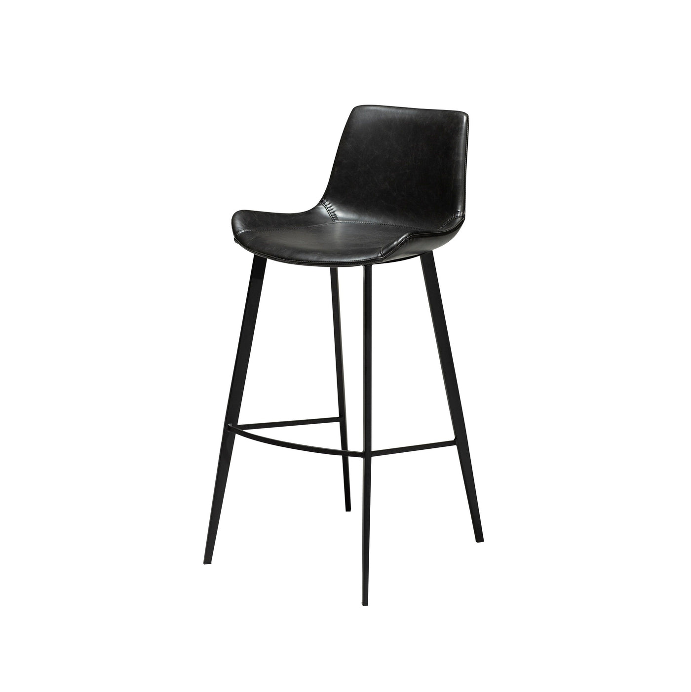 Hype barstol høj fra Dan-form i sort kunstlæder med sort metalstel