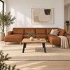 City One u-sofa fra Hjort Knudsen monteret med slidstærkt dark cognac kentucky møbelstof. Ben i Eg olie eller sort. Kan bestilles spejlvendt.